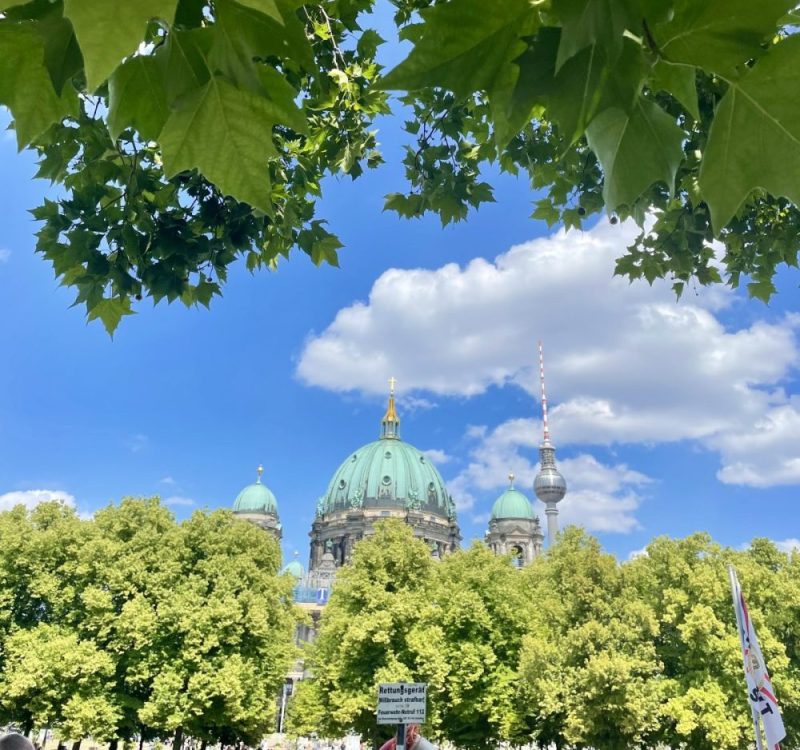 Berliini on vihreä kaupunki. Isolehtiset kaupunkipuut antavat tervetullutta varjoa kuumina kesäpäivinä.